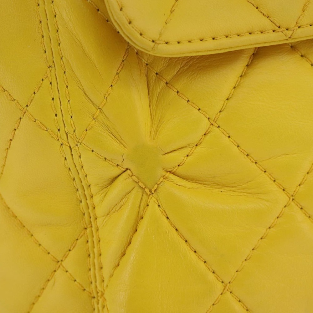CHANEL Matelasse Hand Bag Lamb Skin Yellow - Picture 6 of 16